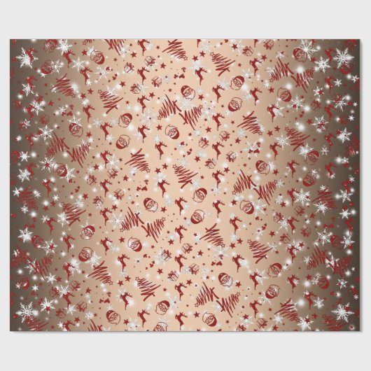 Vrolijk kerstfeest met de kerstman en meer in goud cadeaupapier (Vlak)