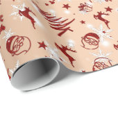 Vrolijk kerstfeest met de kerstman en meer in goud cadeaupapier (Rol Hoek)