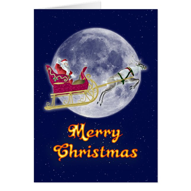 vrolijk kerstfeest met de kerstman in zijn slee (Voorkant)