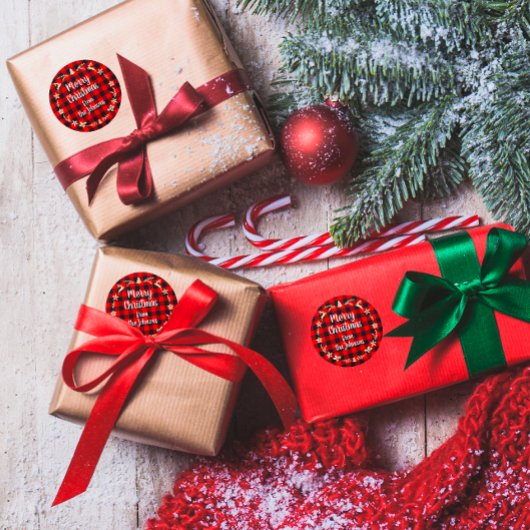 Vrolijk kerstfeest met de naam Gold Buffalo Pset R Ronde Sticker