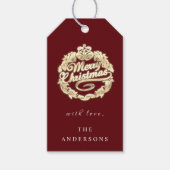 Vrolijk kerstfeest met de naam Wreath Royal Burgun Cadeaulabel (Voorkant)