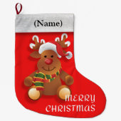 Vrolijk kerstfeest met de rode neus rendier. grote kerstsok (Voorkant)