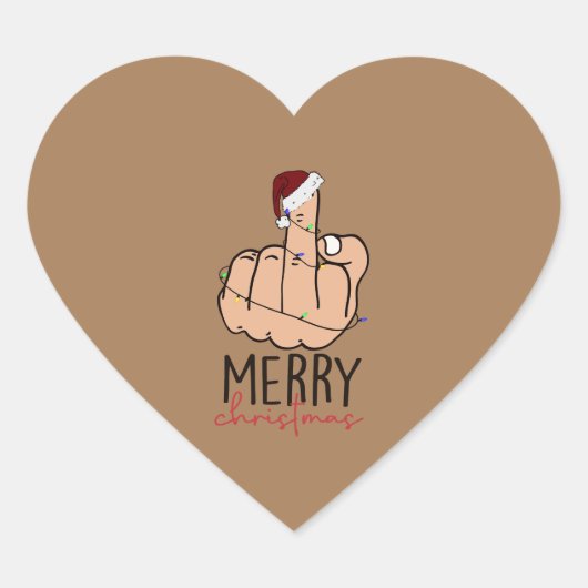 Vrolijk kerstfeest met de vinger hart sticker (Voorkant)