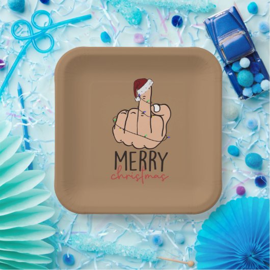 Vrolijk kerstfeest met de vinger papieren bordje (Feest)