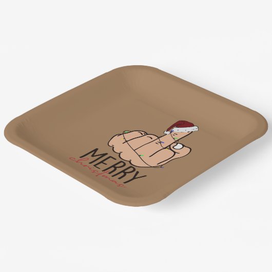 Vrolijk kerstfeest met de vinger papieren bordje (Gebogen)