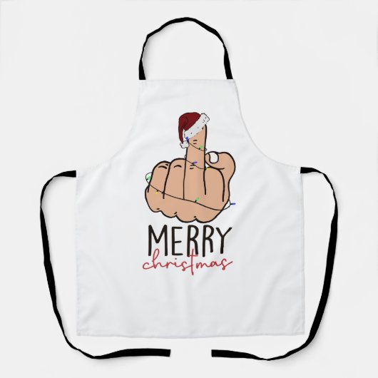 Vrolijk kerstfeest met de vinger schort (Voorkant)
