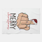 Vrolijk kerstfeest met de vinger theedoek (Horizontaal)