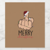 Vrolijk kerstfeest met de vinger wijn etiket (Enkel label)