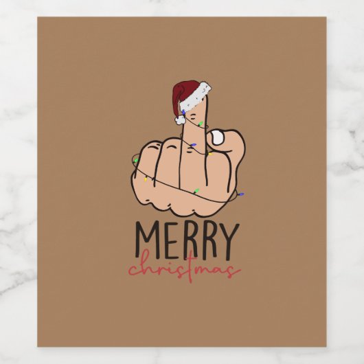Vrolijk kerstfeest met de vinger wijn etiket (Enkel label)