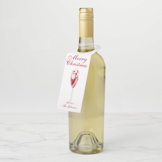 Vrolijk kerstfeest met de winter van Santa Champag Flessenhanger (Schuin)