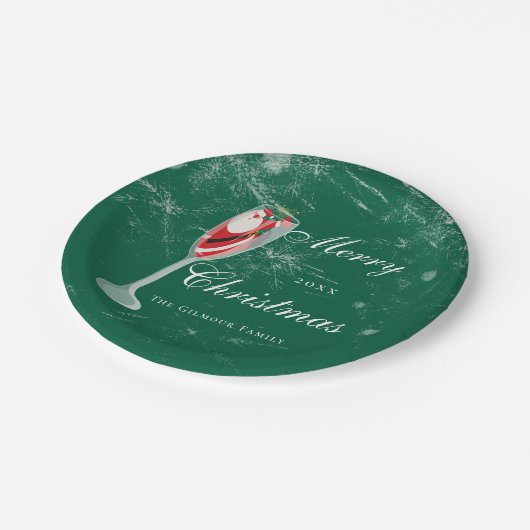 Vrolijk kerstfeest met de winter van Santa Champag Papieren Bordje (Gekanteld)