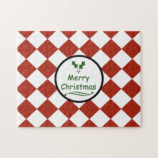 Vrolijk kerstfeest met diamantpatroon legpuzzel (Horizontaal)