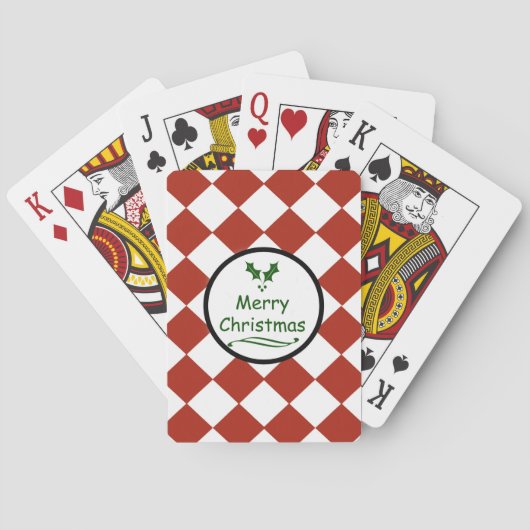 Vrolijk kerstfeest met diamantpatroon speelkaarten (Achterkant)