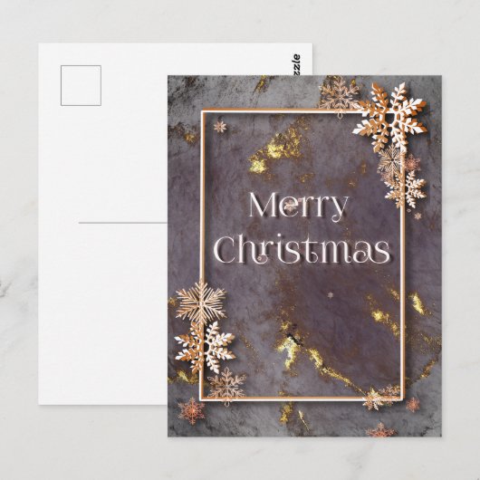 Vrolijk kerstfeest met diepte en sneeuwkristallen briefkaart (Voorkant / Achterkant)