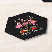 Vrolijk kerstfeest met drie flamingo met Santa Hat Kartonnen Onderzetters (Schuin)
