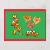 Vrolijk kerstfeest met drie hartvormig rood Briefk Feestdagenkaart (Voorkant)