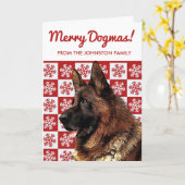 Vrolijk kerstfeest met Duitse Shepherd Snowflake G Kaart (Gele Bloem)