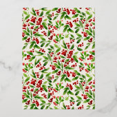 Vrolijk kerstfeest met een Botanische drukfoto uit Folie Uitnodiging (Achterkant)