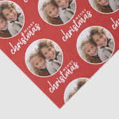 Vrolijk kerstfeest met één cirkelfoto - rood tissuepapier (Detail)