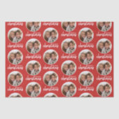 Vrolijk kerstfeest met één cirkelfoto - rood tissuepapier (Voorkant)