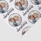 Vrolijk kerstfeest met één cirkelfoto - wit tissuepapier (Detail)