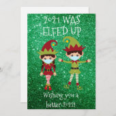 Vrolijk kerstfeest met een face-masker 2021 Glitte Feestdagenkaart (Voorkant / Achterkant)