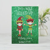 Vrolijk kerstfeest met een face-masker 2021 Glitte Feestdagenkaart (Staand voorkant)