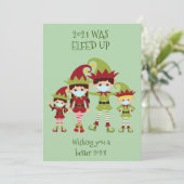 Vrolijk kerstfeest met een familiefasje feestdagenkaart (Staand voorkant)