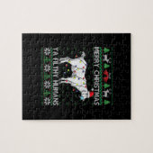 Vrolijk kerstfeest met een fijne mensheid die naar legpuzzel (Horizontaal)