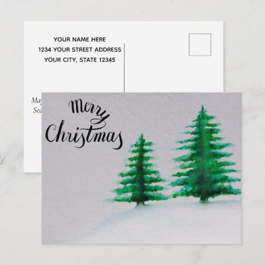 Vrolijk kerstfeest met een gezegende waterverf feestdagenkaart (Voorkant / Achterkant)