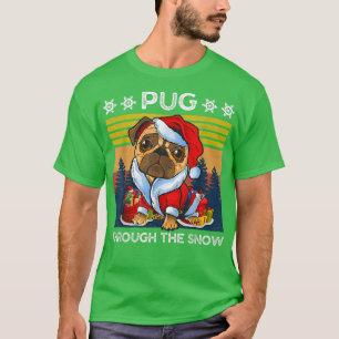 Vrolijk kerstfeest met een hond door de sneeuwvrou t-shirt
