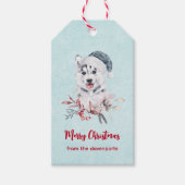 Vrolijk kerstfeest met een hond in een Santa Hat Cadeaulabel (Voorkant)