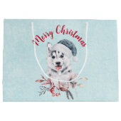 Vrolijk kerstfeest met een hond in een Santa Hat Groot Cadeauzakje (Achterkant)