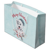 Vrolijk kerstfeest met een hond in een Santa Hat Groot Cadeauzakje (Achterkant Gekanteld)