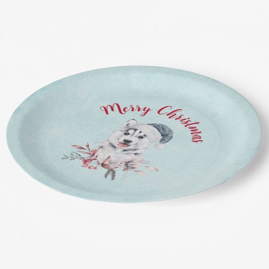 Vrolijk kerstfeest met een hond in een Santa Hat Papieren Bordje (Gekanteld)