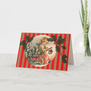  "Vrolijk kerstfeest" met een klein meisje Feestdagen Kaart