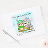 Vrolijk kerstfeest met een koevoet met een paar ke vierkante sticker (Envelop)