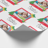 Vrolijk kerstfeest met één Lijst foto Cadeaupapier (Hoek)