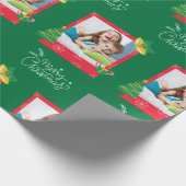 Vrolijk kerstfeest met één Lijst foto groen Cadeaupapier (Hoek)
