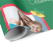 Vrolijk kerstfeest met één Lijst foto groen Cadeaupapier (Rol Hoek)