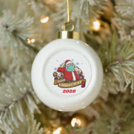 Vrolijk kerstfeest met een masker keramische bal ornament