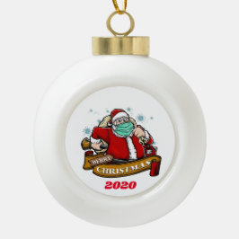 Vrolijk kerstfeest met een masker keramische bal ornament