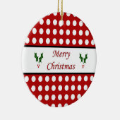 Vrolijk kerstfeest met een pokadopatroon keramisch ornament (Rechts)