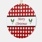 Vrolijk kerstfeest met een pokadopatroon keramisch ornament (Links)
