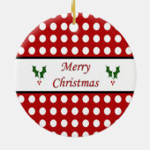Vrolijk kerstfeest met een pokadopatroon keramisch ornament (Achterkant)