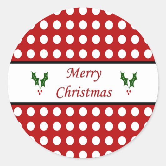 Vrolijk kerstfeest met een pokadopatroon ronde sticker (Voorkant)