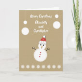 Vrolijk kerstfeest met een schattige sneeuwman en feestdagen kaart (Voorkant)