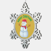 Vrolijk kerstfeest met een sneeuwpop | tin sneeuwvlok ornament (Rechts)