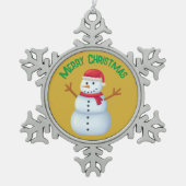 Vrolijk kerstfeest met een sneeuwpop | tin sneeuwvlok ornament (Voorkant)