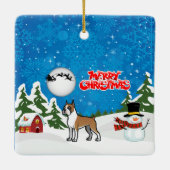 Vrolijk kerstfeest met een Snowman en een Kerstman Keramisch Ornament (Achterkant)